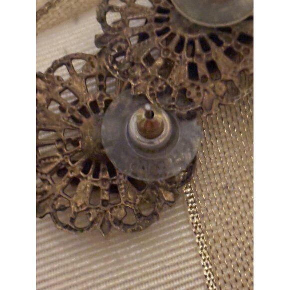 Vintage Butterfly Filigree Earrings Gold Tone Boho 70s 80s Nature Studs - Picture 3 of 8